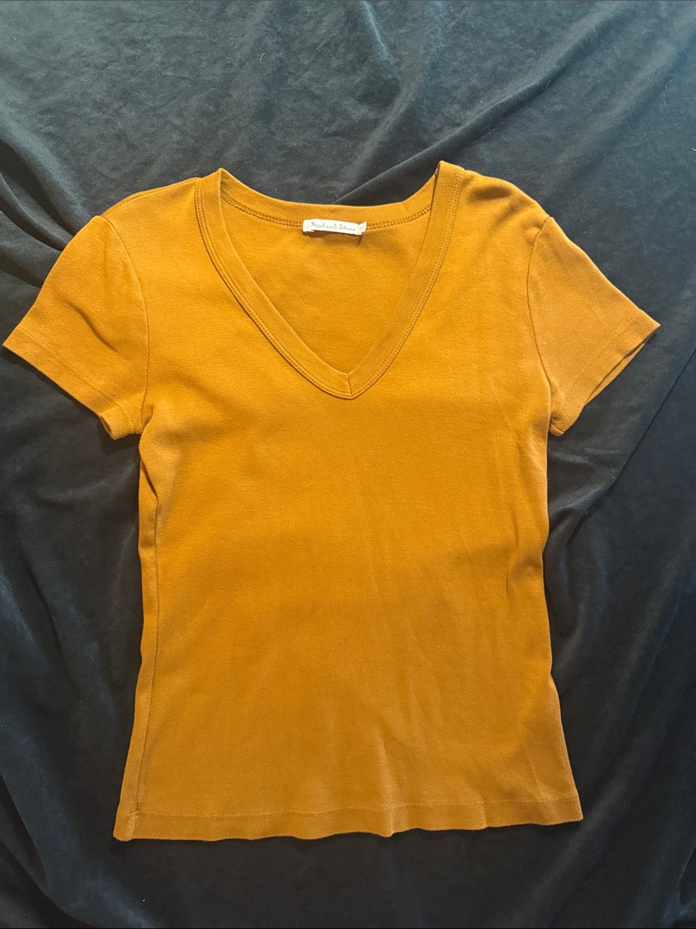Michael Stars Burnt Orange V-Neck T-Shirt, Women's Size One Size